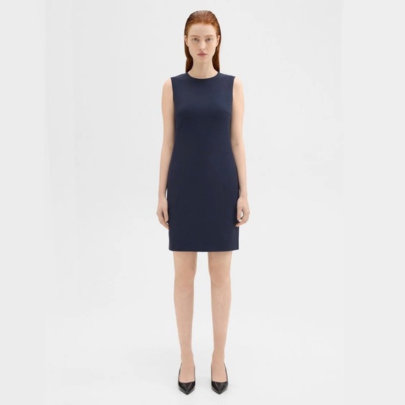 NWT Theory Betty 2B Sleeveless Fitted Sheath Dress Sz 8 Navy Blue Wool - Picture 5 of 6